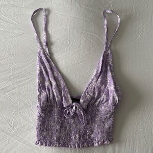 Lilac Floral Smocked Crop Top